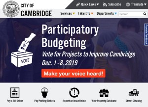 How cambridgema.gov looks like on a tablet such as an iPad.