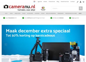 How cameranu.nl looks like on a tablet such as an iPad.