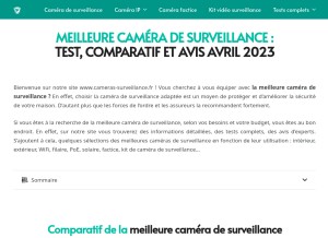 How cameras-surveillance.fr looks like on a tablet such as an iPad.