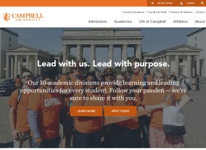 How campbell.edu looks like on a tablet such as an iPad.