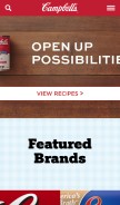 How campbells.com looks like on a mobile device such as an iPhone.