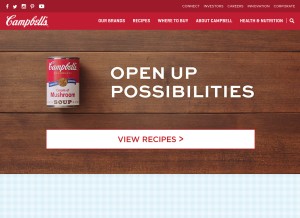 How campbells.com looks like on a tablet such as an iPad.