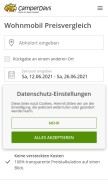 How camperdays.de looks like on a mobile device such as an iPhone.