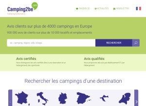 How camping2be.com looks like on a tablet such as an iPad.