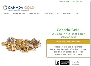 How canadagold.ca looks like on a tablet such as an iPad.