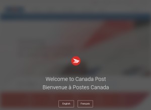 How canadapost.ca looks like on a tablet such as an iPad.