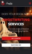 How canadianghostwriters.com looks like on a mobile device such as an iPhone.