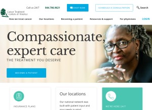 How cancercenter.com looks like on a tablet such as an iPad.