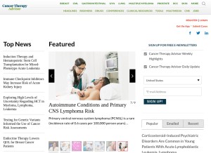 How cancertherapyadvisor.com looks like on a tablet such as an iPad.