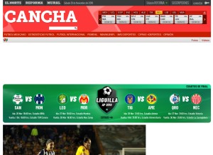 How cancha.com looks like on a tablet such as an iPad.