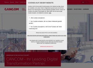 How cancom.de looks like on a tablet such as an iPad.