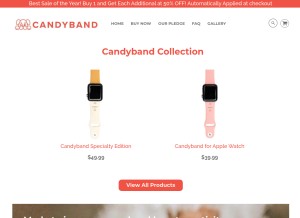 How candyband.co looks like on a tablet such as an iPad.