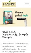 How canidae.com looks like on a mobile device such as an iPhone.