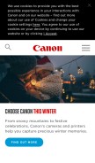 How canon-europe.com looks like on a mobile device such as an iPhone.