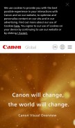 How canon.com looks like on a mobile device such as an iPhone.