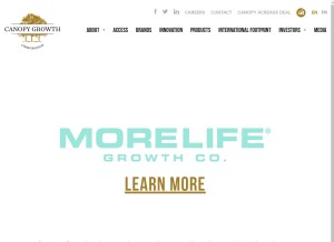 How canopygrowth.com looks like on a tablet such as an iPad.