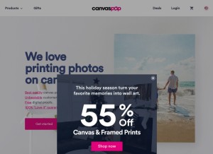 How canvaspop.com looks like on a tablet such as an iPad.