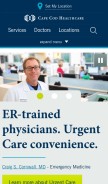How capecodhealth.org looks like on a mobile device such as an iPhone.