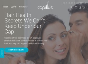 How capillus.com looks like on a tablet such as an iPad.