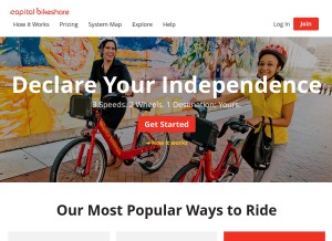 How capitalbikeshare.com looks like on a tablet such as an iPad.