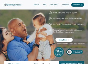 How capitalpaydayloan.com looks like on a tablet such as an iPad.