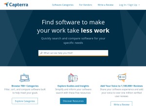 How capterra.com looks like on a tablet such as an iPad.