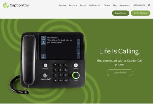 How captioncall.com looks like on a tablet such as an iPad.