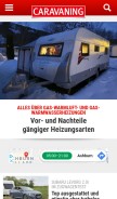 How caravaning.de looks like on a mobile device such as an iPhone.