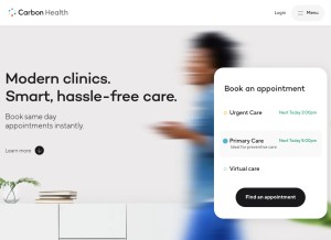 How carbonhealth.com looks like on a tablet such as an iPad.