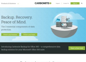 How carbonite.com looks like on a tablet such as an iPad.