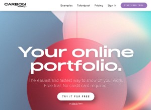 How carbonmade.com looks like on a tablet such as an iPad.