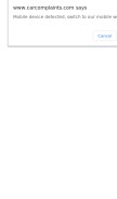 How carcomplaints.com looks like on a mobile device such as an iPhone.