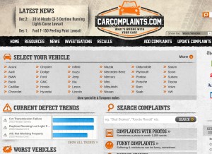How carcomplaints.com looks like on a tablet such as an iPad.