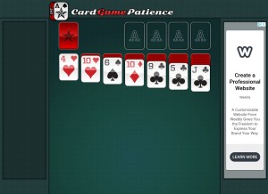How cardgamepatience.com looks like on a tablet such as an iPad.