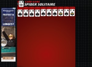 How cardgamespidersolitaire.com looks like on a tablet such as an iPad.