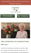How care-one.com looks like on a mobile device such as an iPhone.