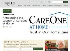 How care-one.com looks like on a tablet such as an iPad.
