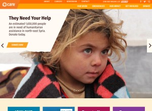 How care.org looks like on a tablet such as an iPad.