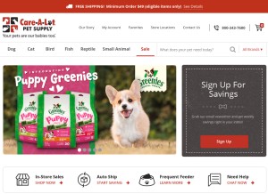 How carealotpets.com looks like on a tablet such as an iPad.