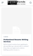How careerbands.com looks like on a mobile device such as an iPhone.