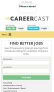 How careercast.com looks like on a mobile device such as an iPhone.
