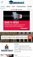 How careerindia.com looks like on a mobile device such as an iPhone.