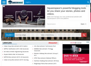 How careerindia.com looks like on a tablet such as an iPad.