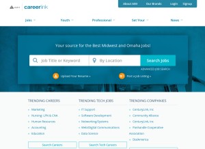 How careerlink.com looks like on a tablet such as an iPad.
