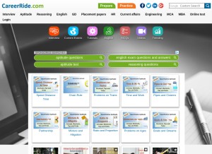 How careerride.com looks like on a tablet such as an iPad.