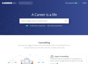 How careers360.com looks like on a tablet such as an iPad.