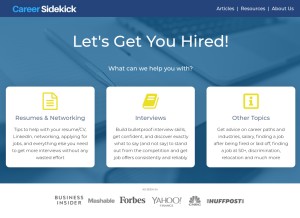 How careersidekick.com looks like on a tablet such as an iPad.