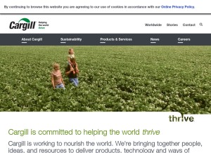 How cargill.com looks like on a tablet such as an iPad.