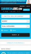 How caribbeanjobs.com looks like on a mobile device such as an iPhone.