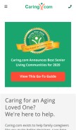 How caring.com looks like on a mobile device such as an iPhone.